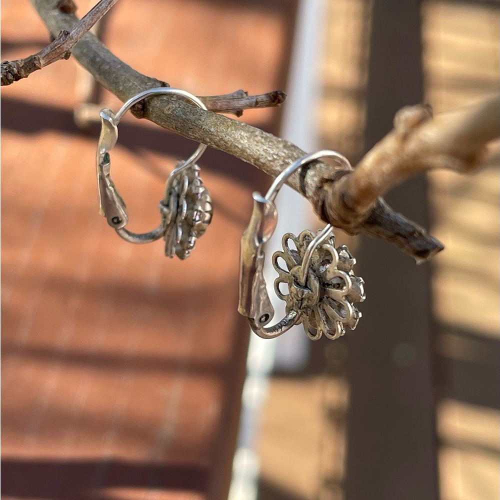 NWOT Amethyst and Silver Leverback Earrings - Picture 3 of 5